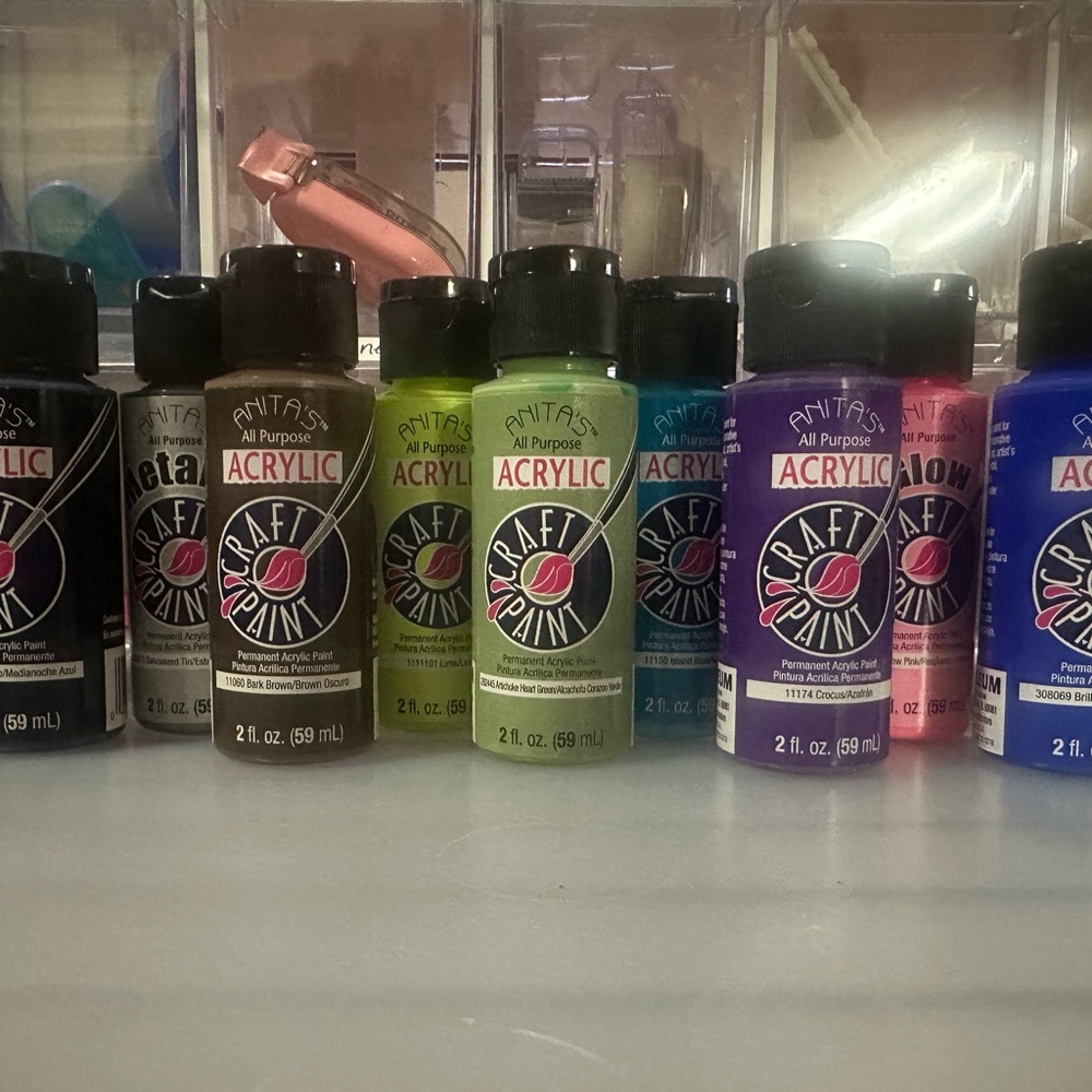 Anita's Craft Paint Set - Black, Green, Purple, Blue